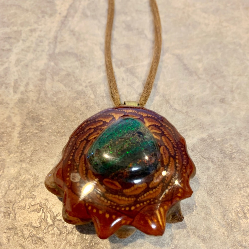 Third Eye Pinecone Black Opal Necklace - Picture 2 of 3